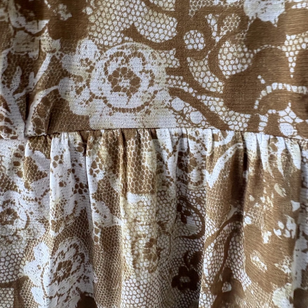 NY Co Medium Babydoll V Neck Cap Sleeve Sheer over Lining Olive Green‎ Fairy Y2K - Picture 6 of 12